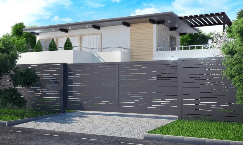 Laser cut metal fence render